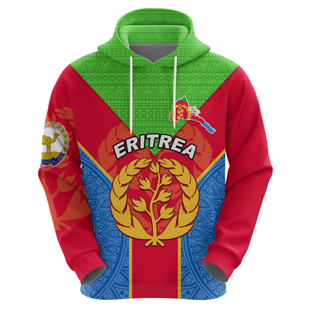 Custom Eritrea Hoodie Eritrean Emblem Flag Mix African Pattern LT01