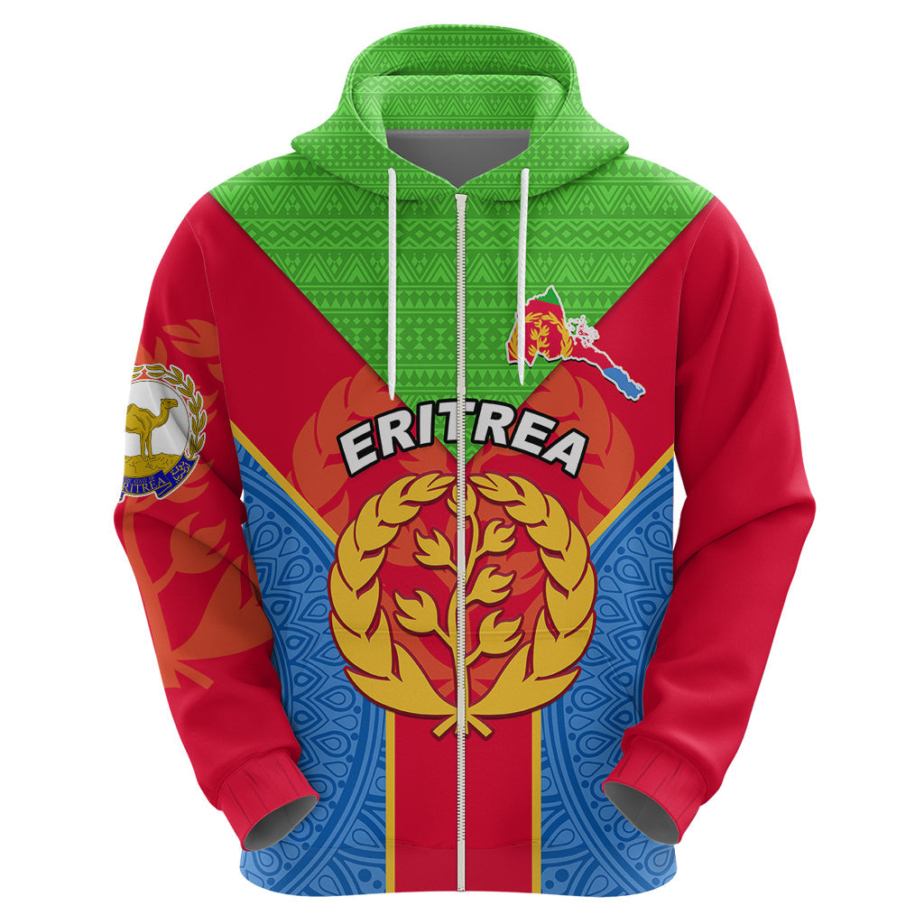 Custom Eritrea Hoodie Eritrean Emblem Flag Mix African Pattern LT01
