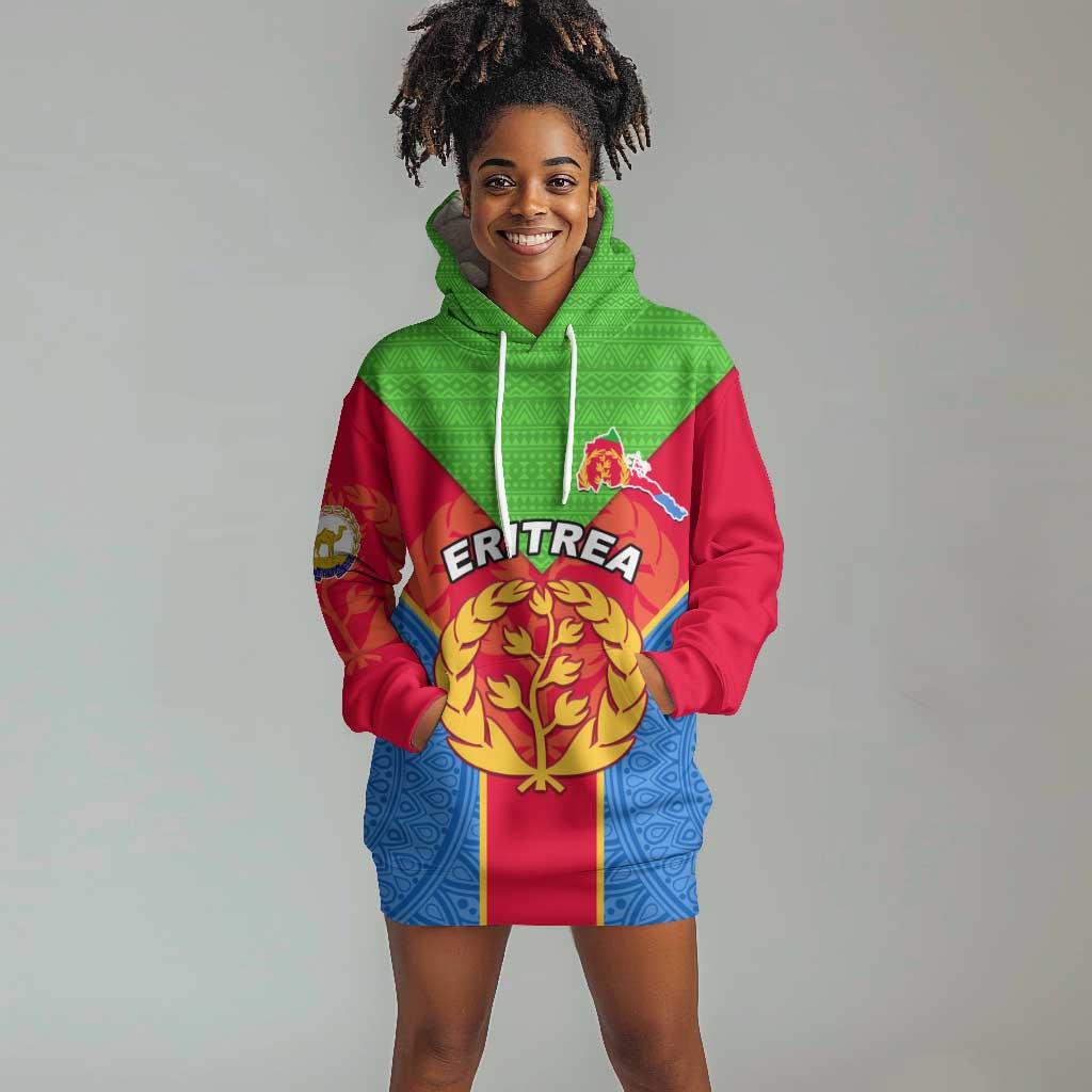 Custom Eritrea Hoodie Dress with Eritrean Emblem Flag and African Pattern Design LT01