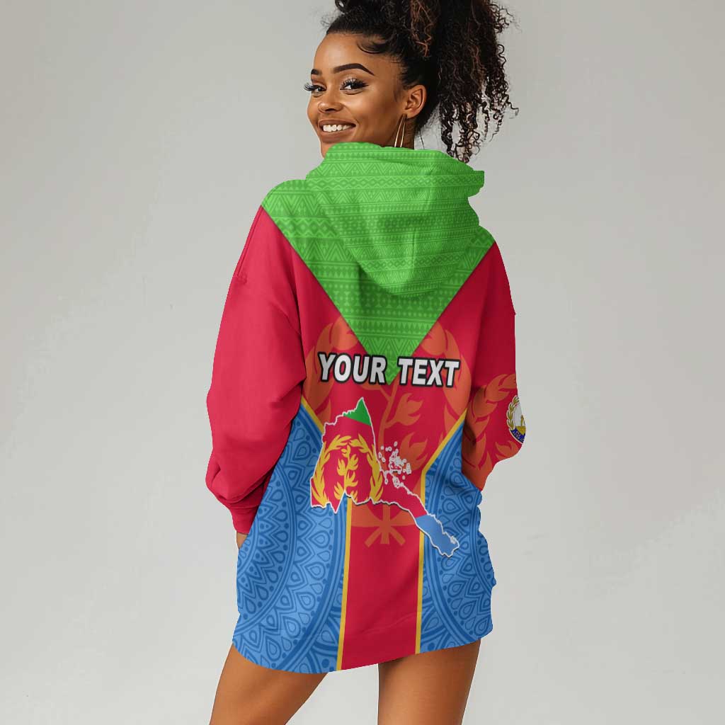 Custom Eritrea Hoodie Dress with Eritrean Emblem Flag and African Pattern Design LT01