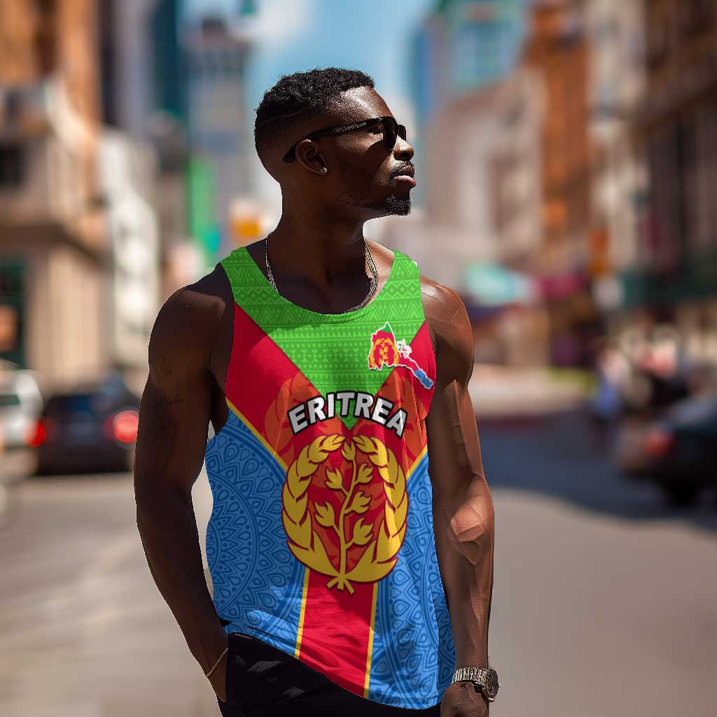 Custom Eritrea Men Tank Top with Eritrean Emblem Flag and African Pattern Design LT01