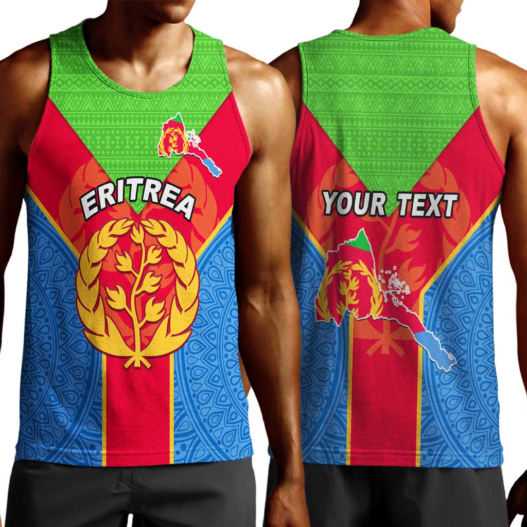 Custom Eritrea Men Tank Top with Eritrean Emblem Flag and African Pattern Design LT01