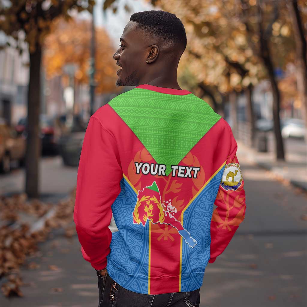 Custom Eritrea Sweatshirt with Eritrean Emblem Flag and African Pattern Design LT01