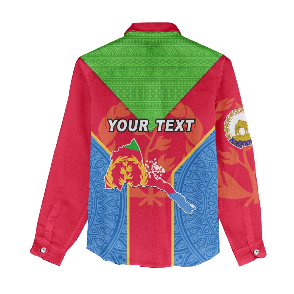 Custom Eritrea Women Casual Shirt with Eritrean Emblem Flag and African Pattern Design LT01