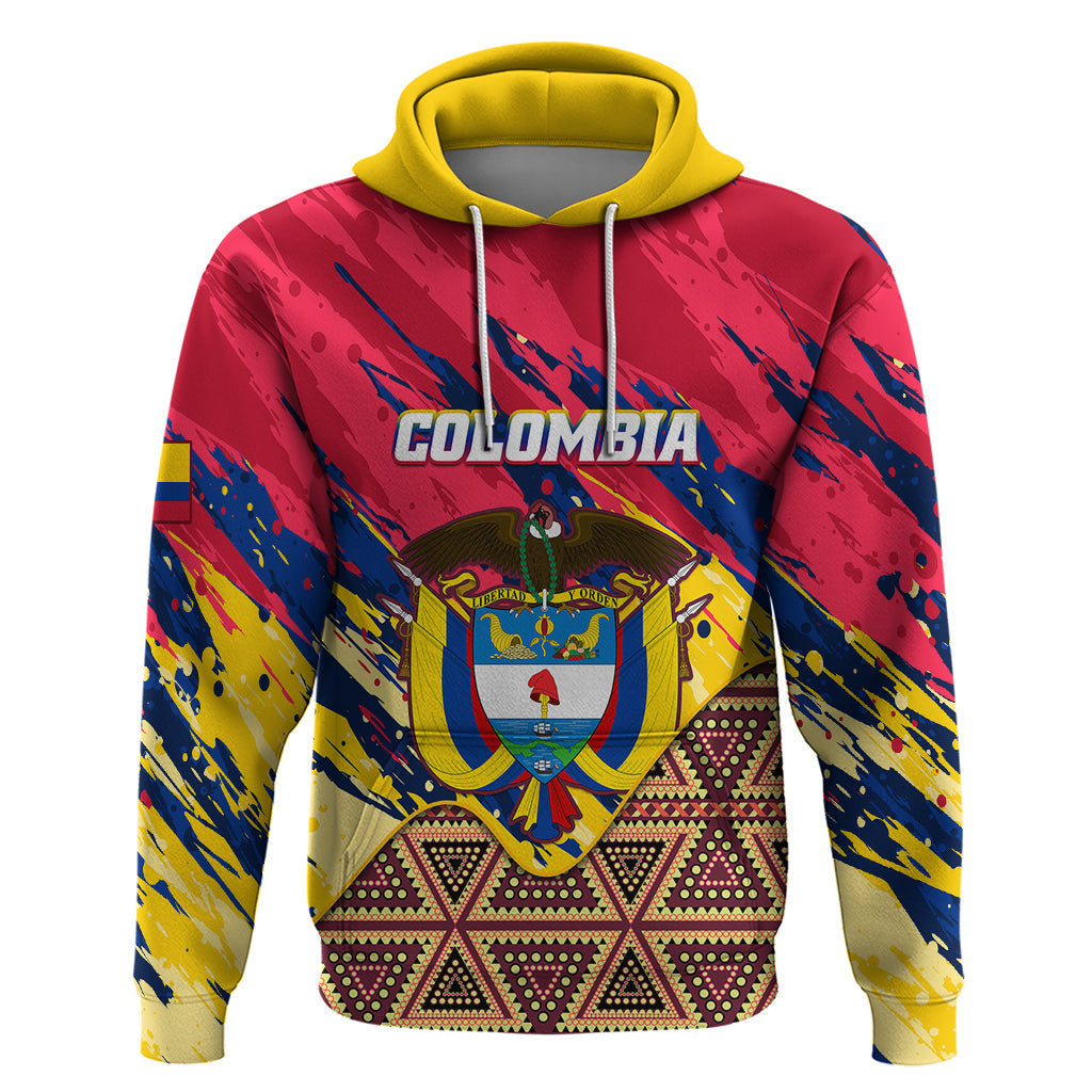 Personalised Colombia Hoodie Colombian Tribal Seamless Patterns LT01
