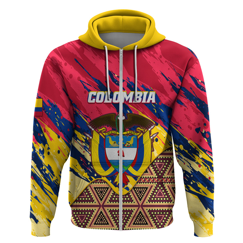 Personalised Colombia Hoodie Colombian Tribal Seamless Patterns LT01