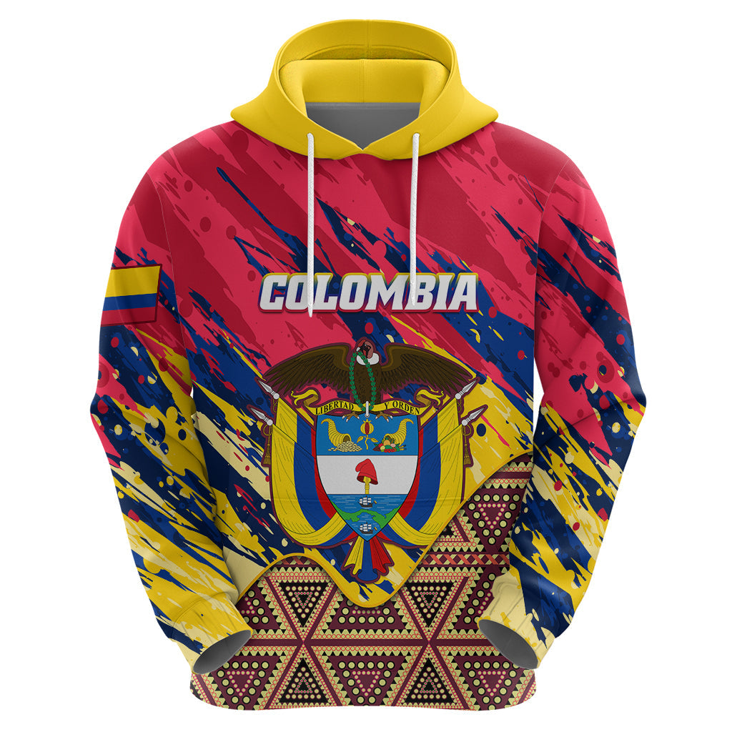 Personalised Colombia Hoodie Colombian Tribal Seamless Patterns LT01