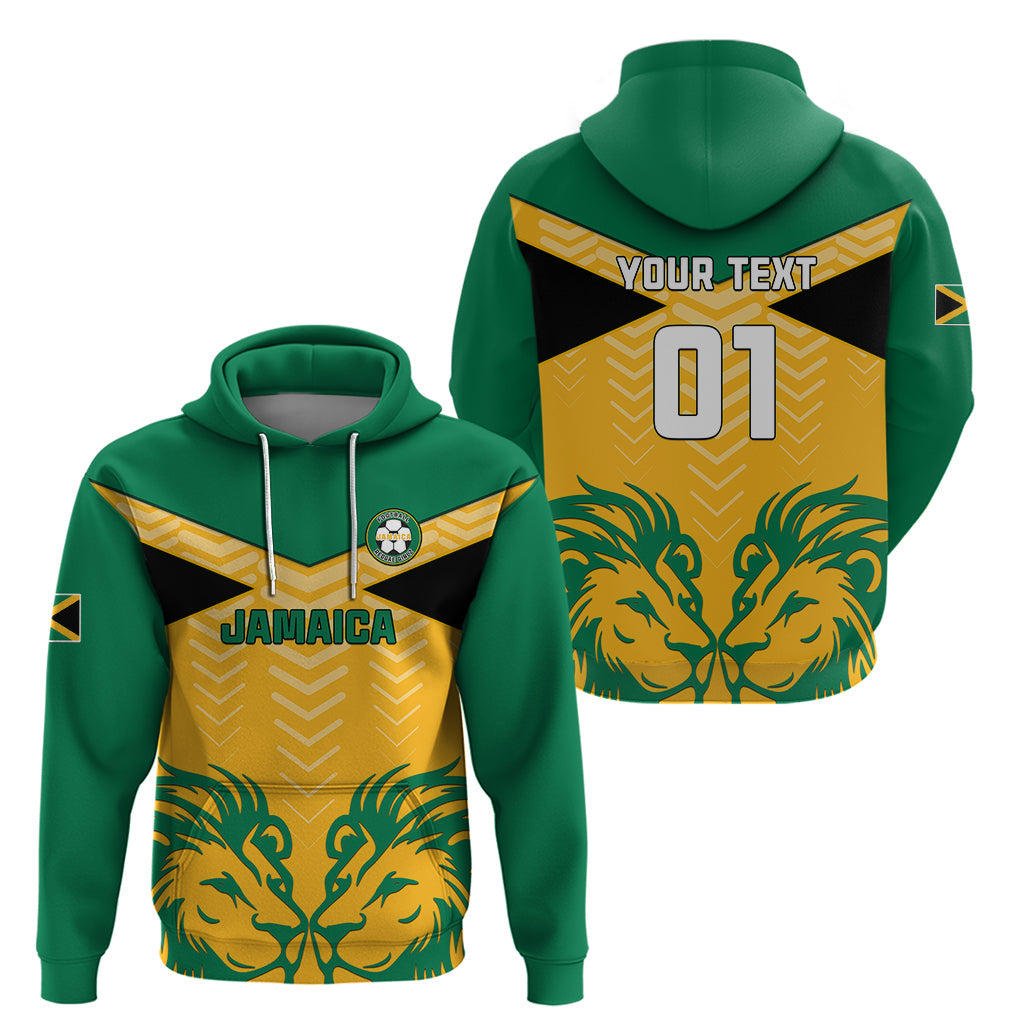 Personalised Jamaica Football Hoodie Reggae Girlz Lion Sporty Style LT01