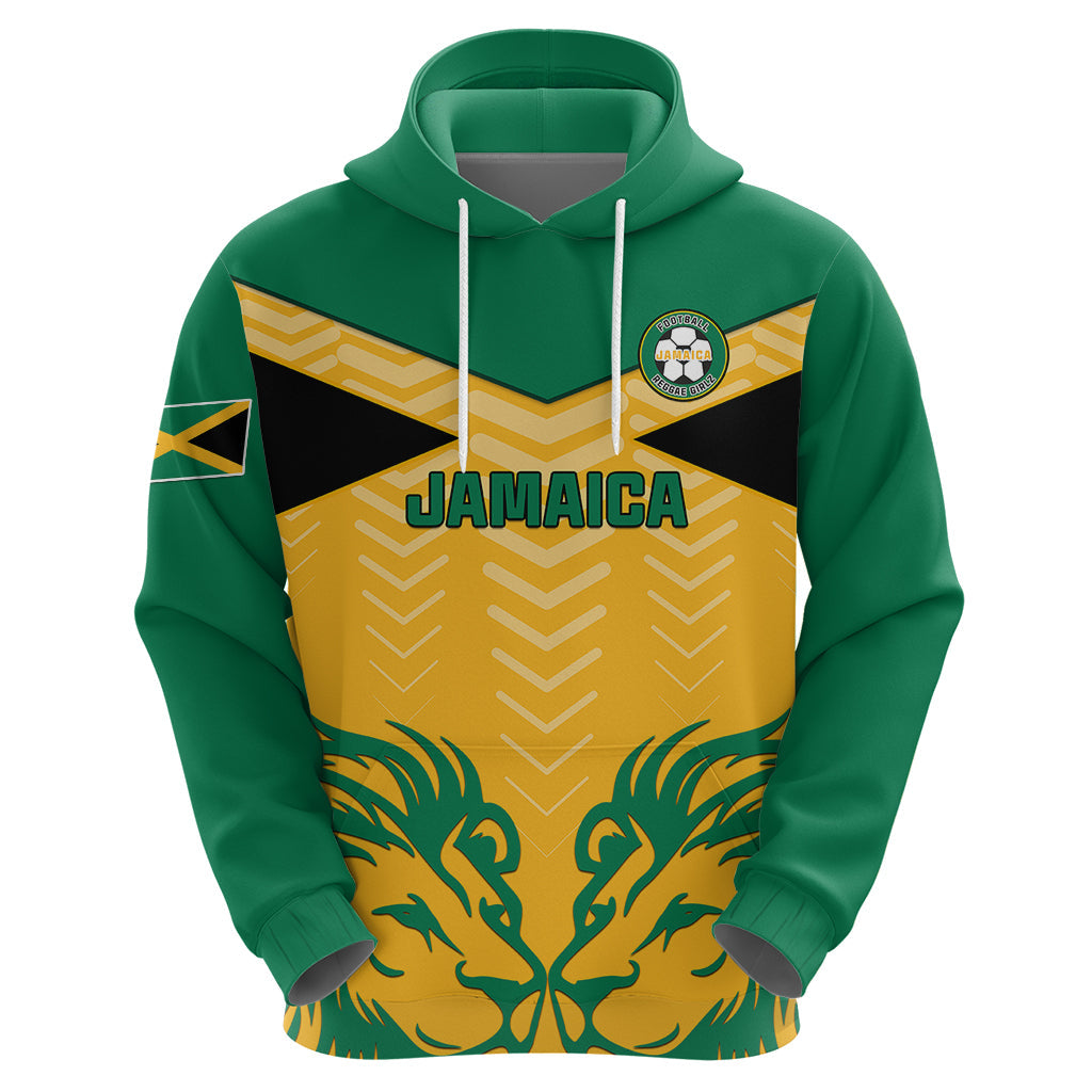 Personalised Jamaica Football Hoodie Reggae Girlz Lion Sporty Style LT01