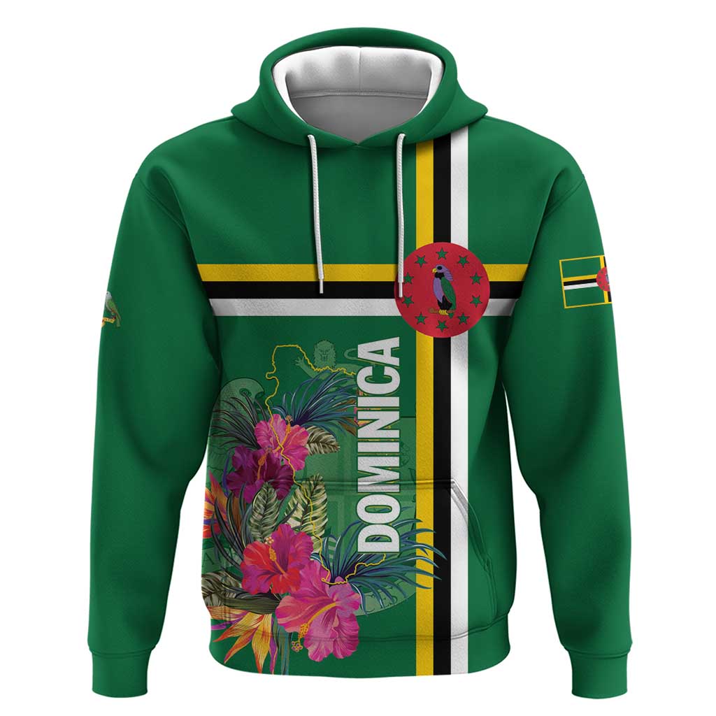 Personalized Dominica Hoodie Waitukubuli Tropical Flower LT01