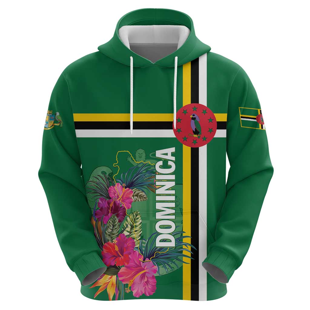 Personalized Dominica Hoodie Waitukubuli Tropical Flower LT01