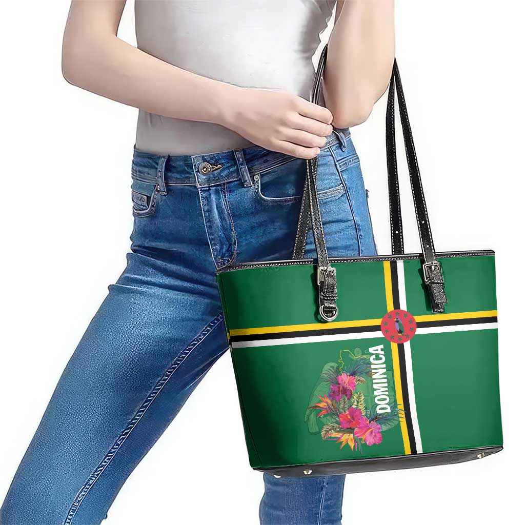 Dominica Leather Tote Bag Waitukubuli Tropical Flower LT01