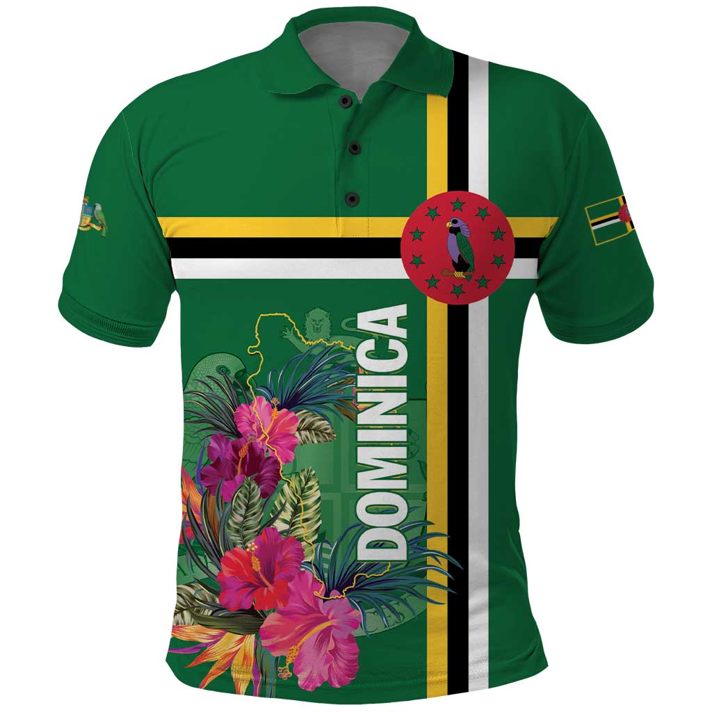 Personalized Dominica Polo Shirt Waitukubuli Tropical Flower LT01