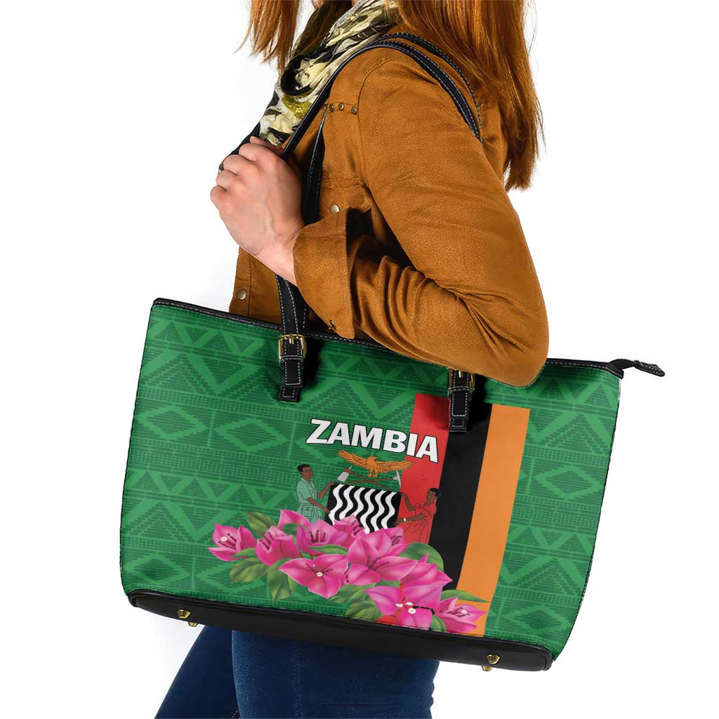 Zambia Leather Tote Bag Icitungu ca Zambia Bougainvillea LT01