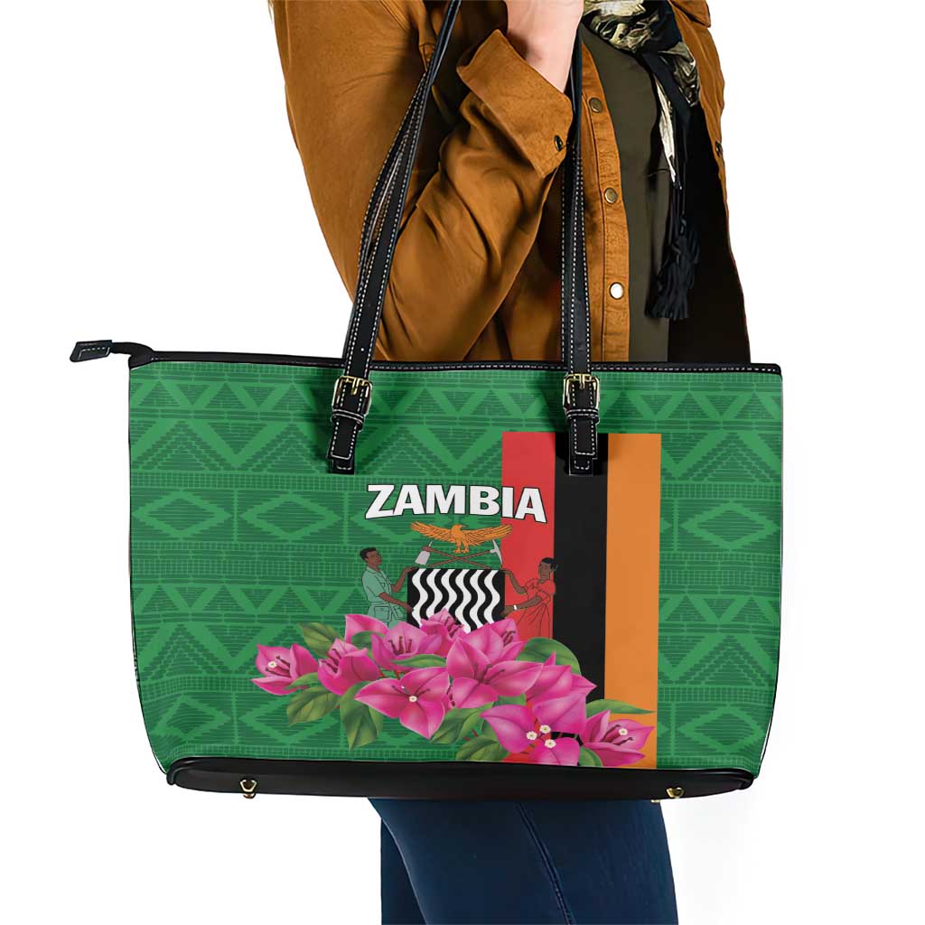 Zambia Leather Tote Bag Icitungu ca Zambia Bougainvillea LT01