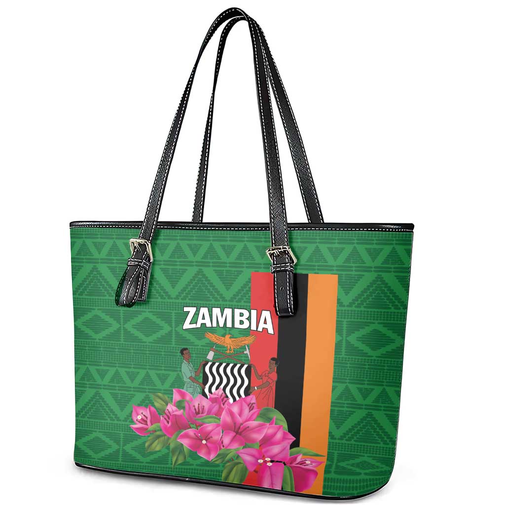 Zambia Leather Tote Bag Icitungu ca Zambia Bougainvillea LT01