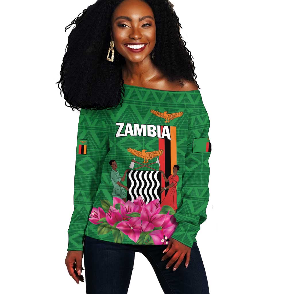 Personalized Icitungu ca Zambia Off Shoulder Sweater Africa Bougainvillea LT01