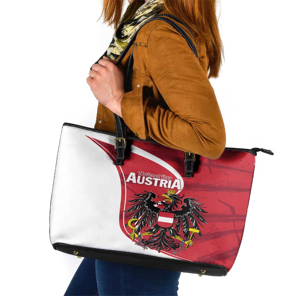 Austria National Day Leather Tote Bag Republik Osterreich Black Eagle LT01