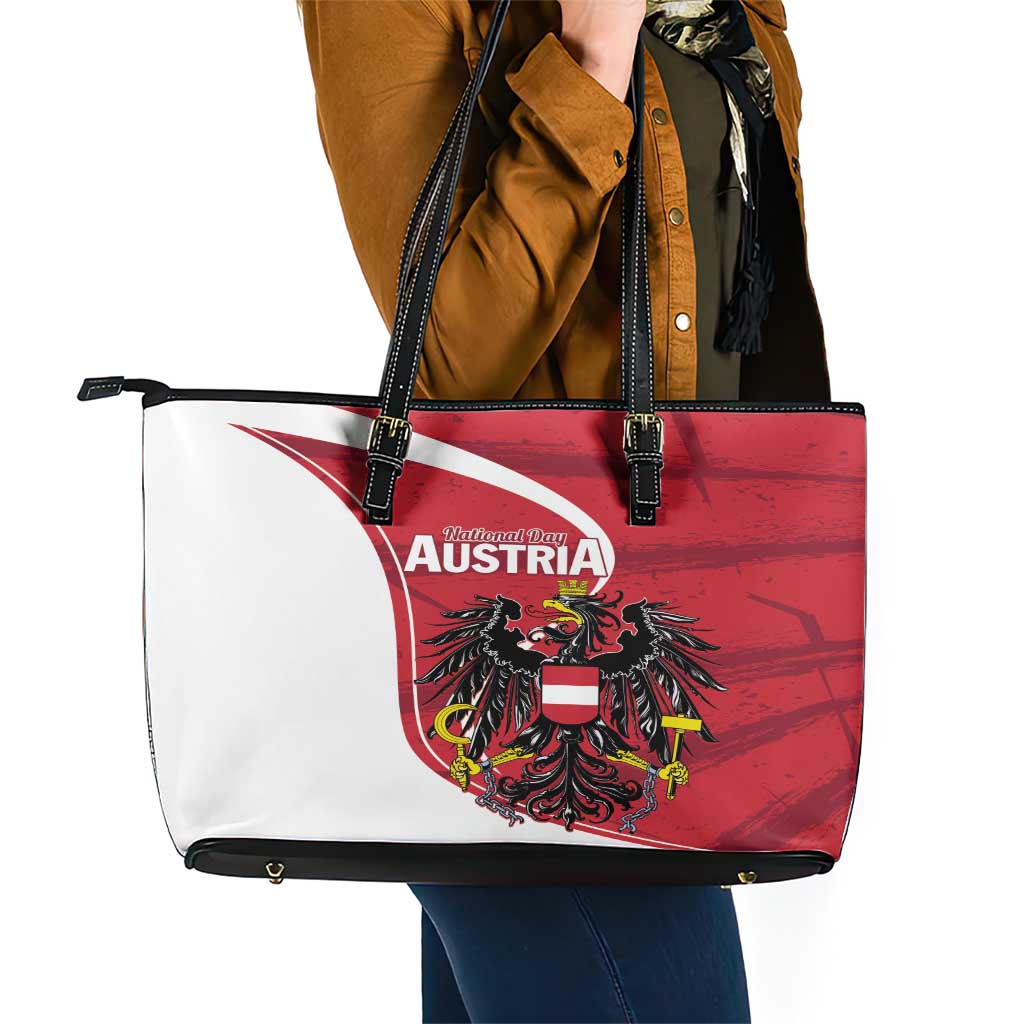 Austria National Day Leather Tote Bag Republik Osterreich Black Eagle LT01