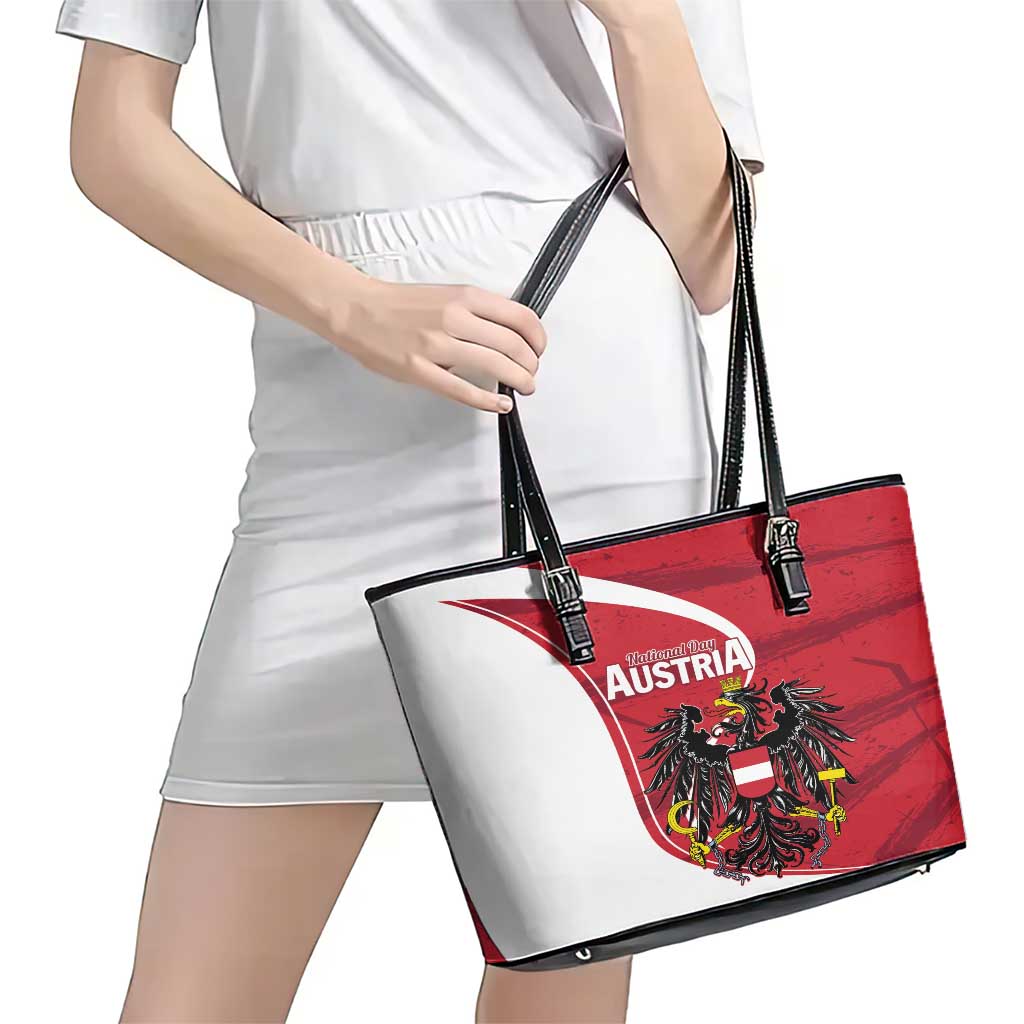 Austria National Day Leather Tote Bag Republik Osterreich Black Eagle LT01