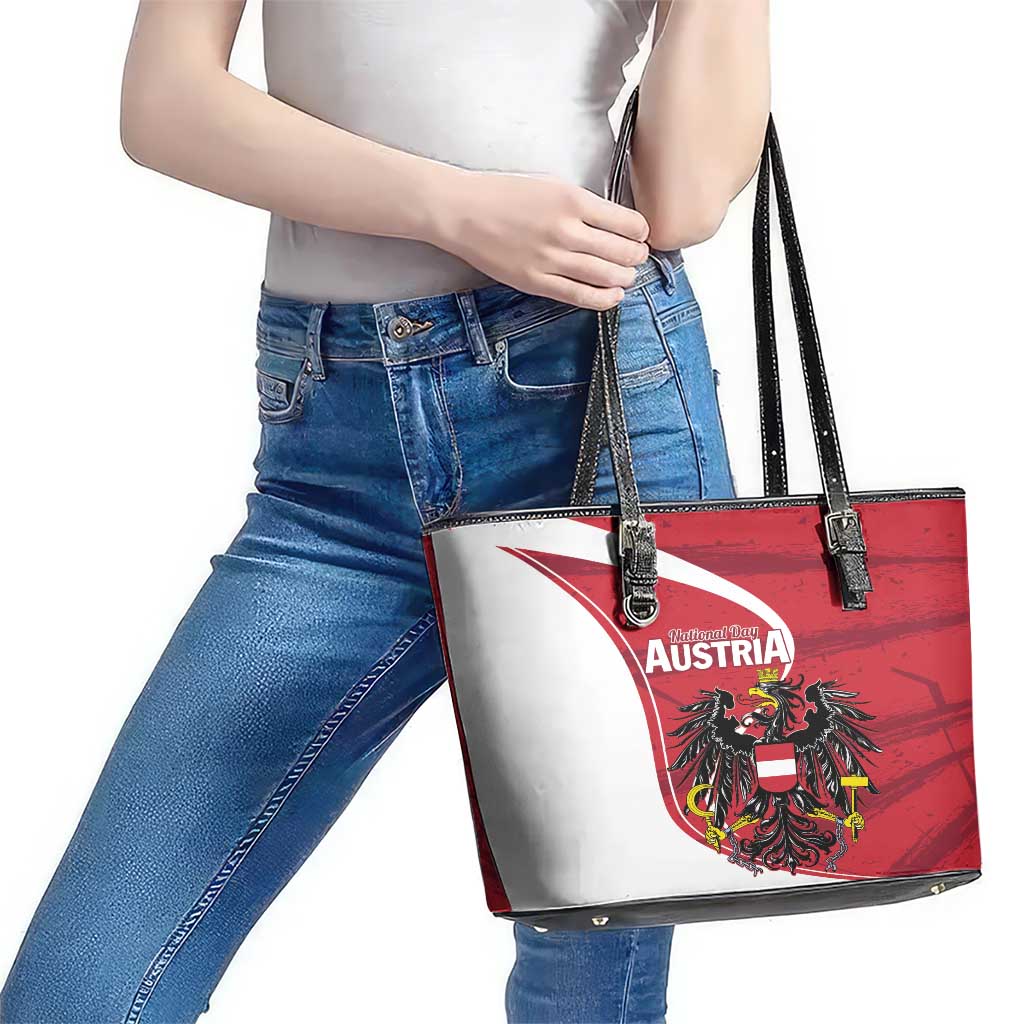 Austria National Day Leather Tote Bag Republik Osterreich Black Eagle LT01