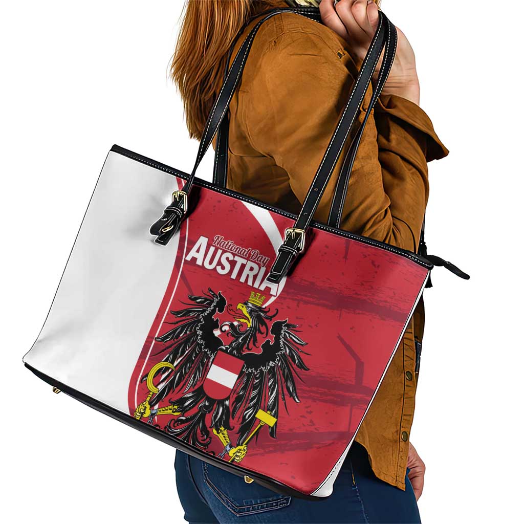 Austria National Day Leather Tote Bag Republik Osterreich Black Eagle LT01
