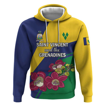 Personalized Saint Vincent and the Grenadines Hoodie Pax et Justitia Cannonball Flower LT01