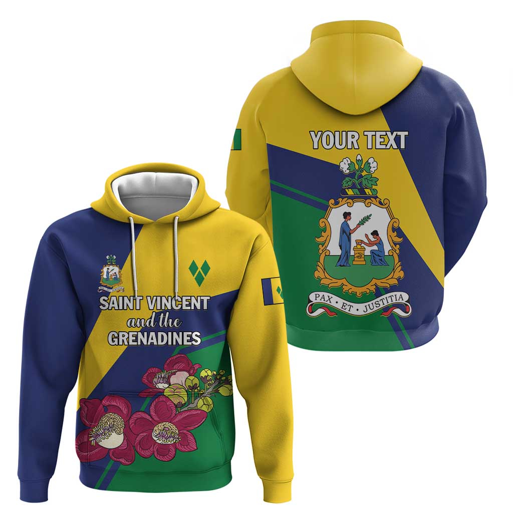 Personalized Saint Vincent and the Grenadines Hoodie Pax et Justitia Cannonball Flower LT01
