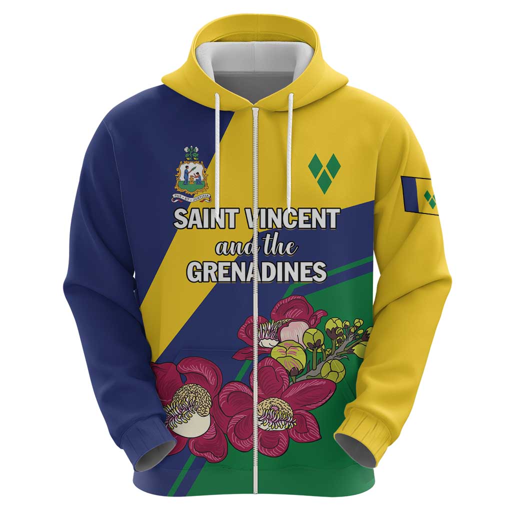 Personalized Saint Vincent and the Grenadines Hoodie Pax et Justitia Cannonball Flower LT01