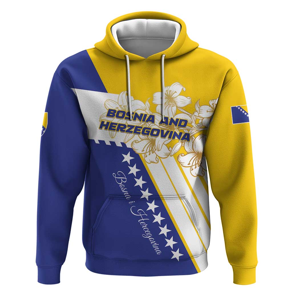 Personalized Bosnia and Herzegovina Hoodie Stars With Golden Lily LT01