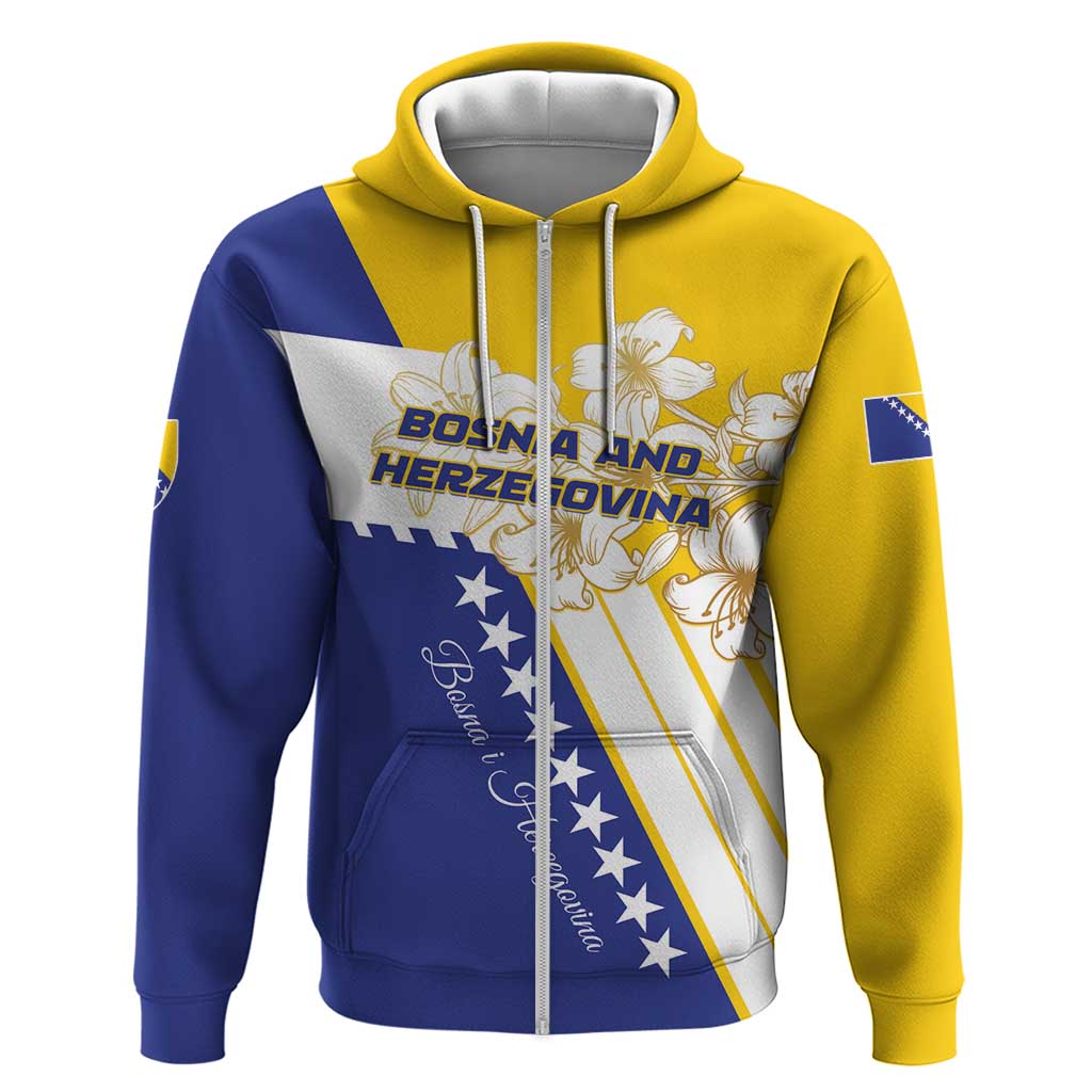 Personalized Bosnia and Herzegovina Hoodie Stars With Golden Lily LT01
