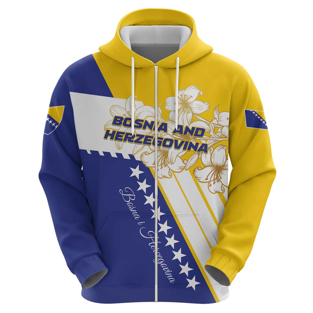 Personalized Bosnia and Herzegovina Hoodie Stars With Golden Lily LT01