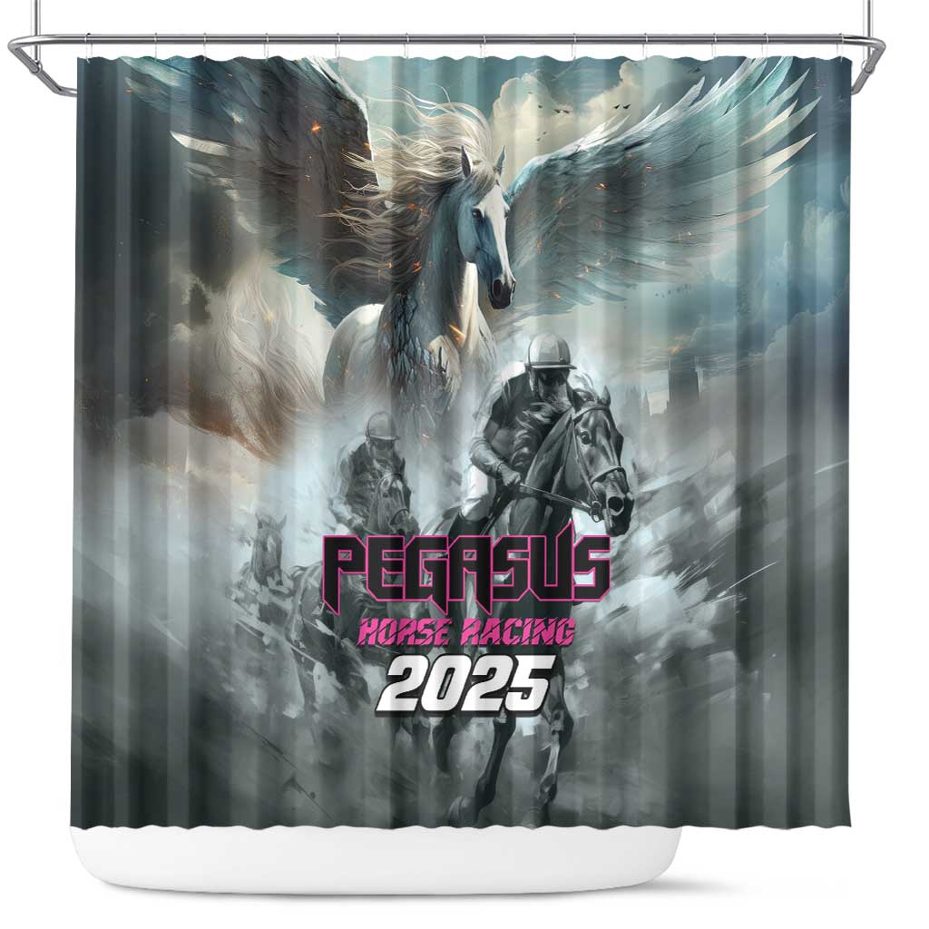 Pegasus Horse Racing 2025 Shower Curtain Soar to Victory LT01