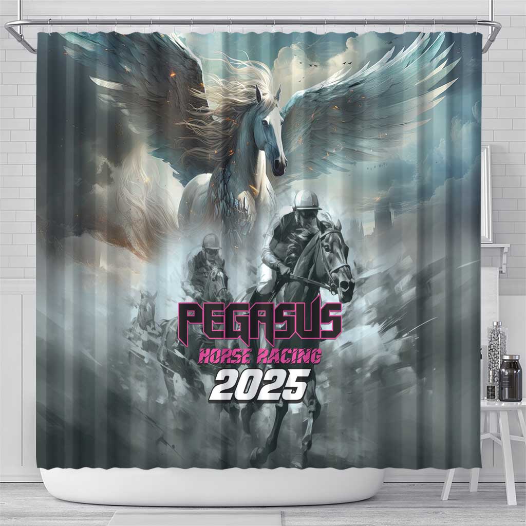 Pegasus Horse Racing 2025 Shower Curtain Soar to Victory LT01