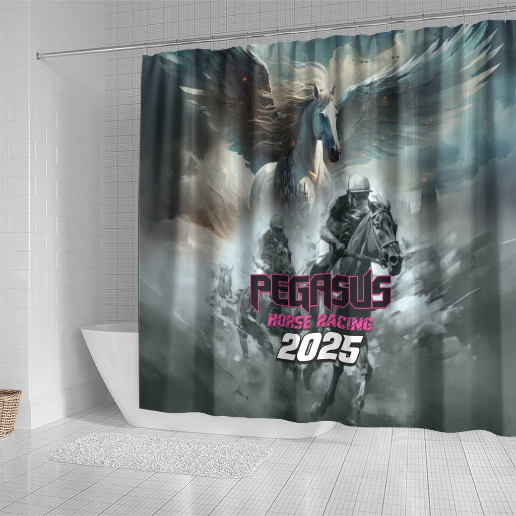 Pegasus Horse Racing 2025 Shower Curtain Soar to Victory LT01