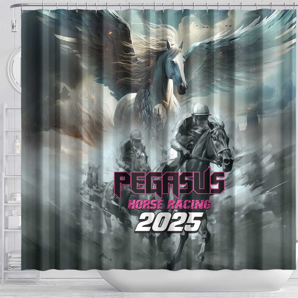 Pegasus Horse Racing 2025 Shower Curtain Soar to Victory LT01