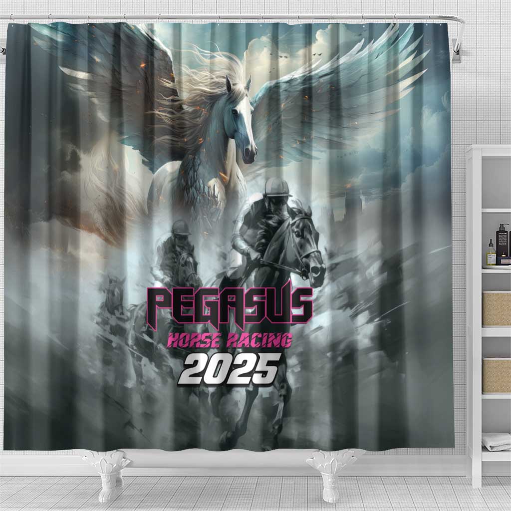 Pegasus Horse Racing 2025 Shower Curtain Soar to Victory LT01