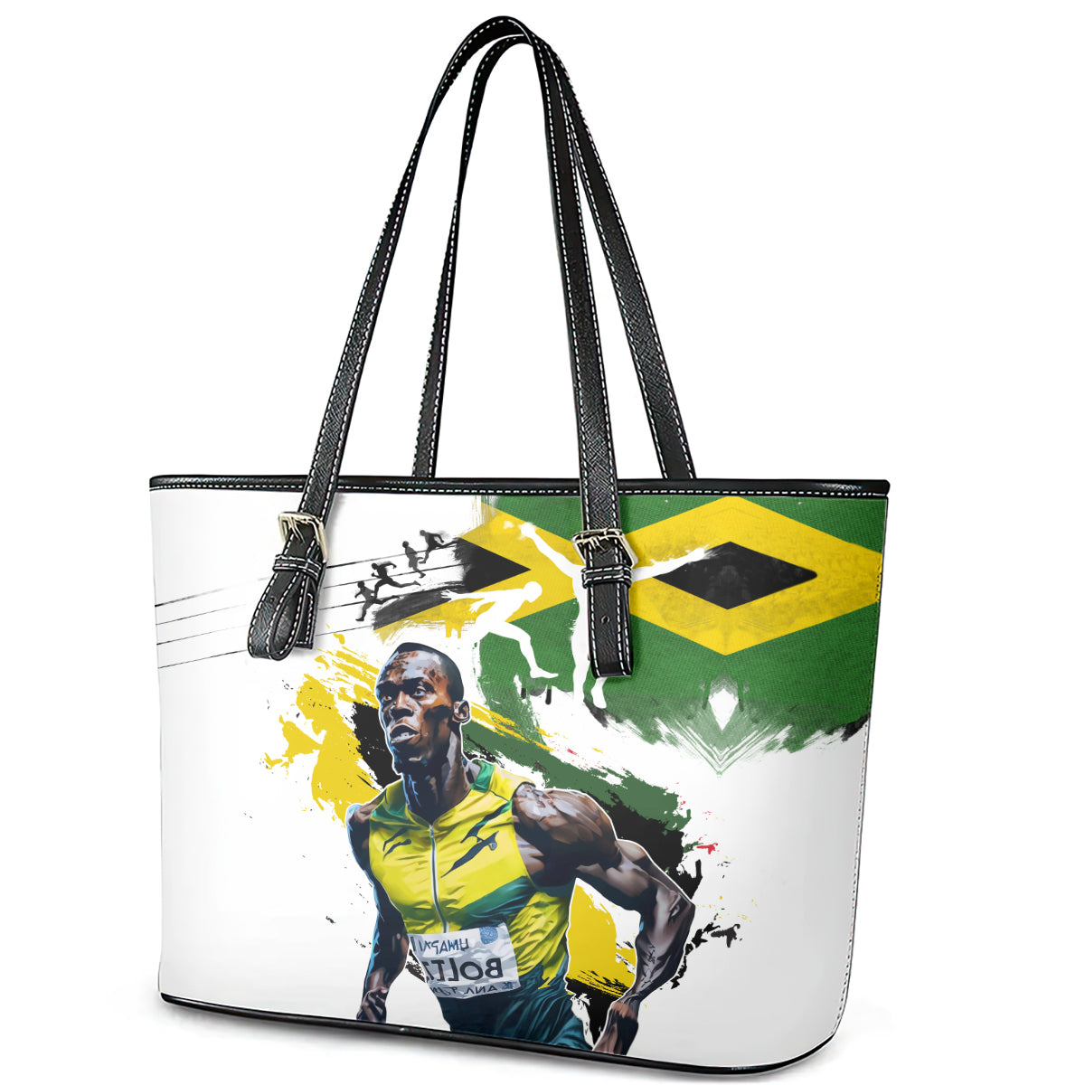 Jamaica Leather Tote Bag Proud to be Lightning Bolt LT03