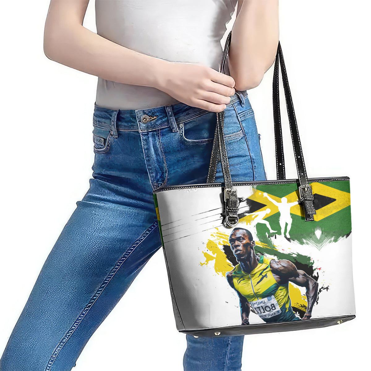 Jamaica Leather Tote Bag Proud to be Lightning Bolt LT03