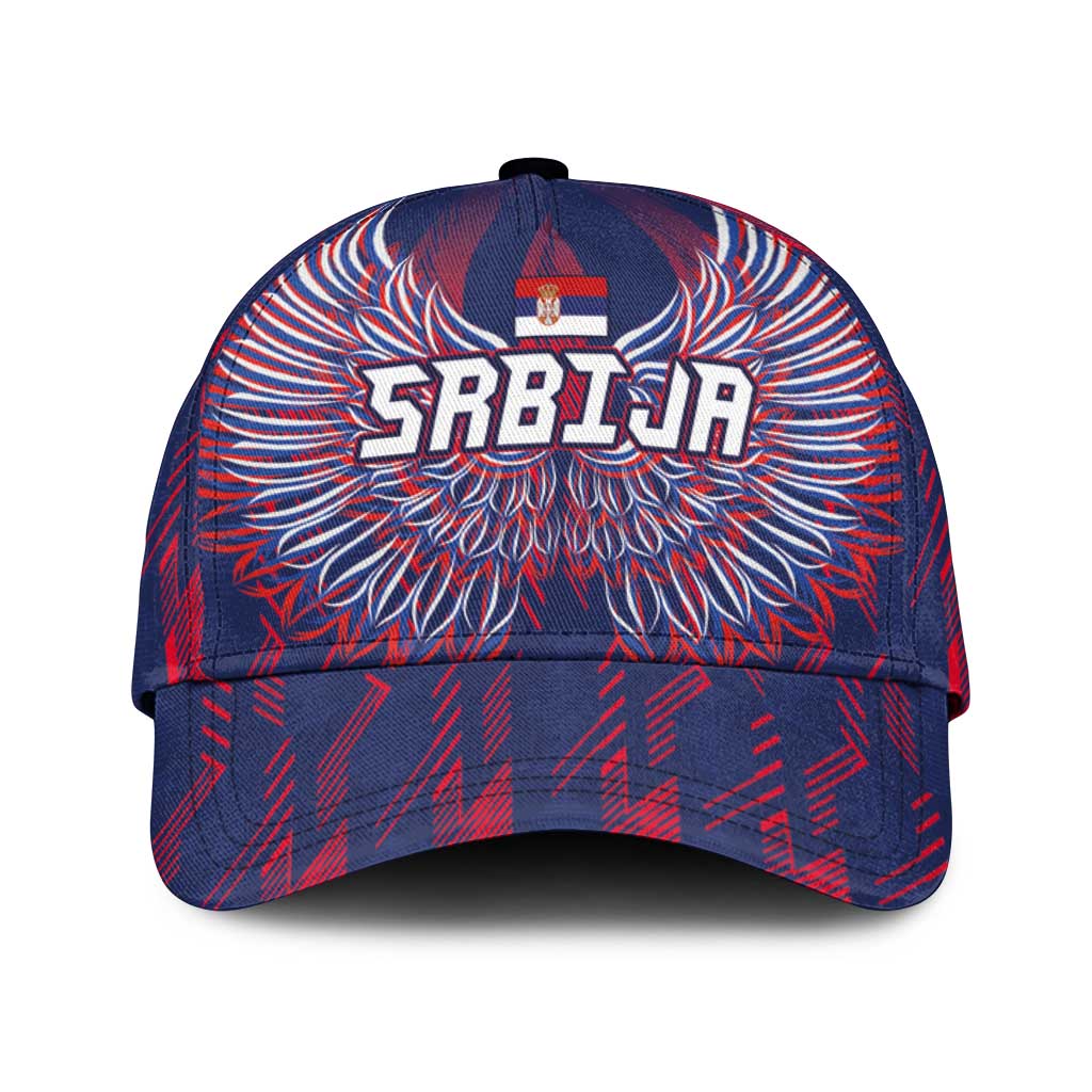 Serbia Sport Fan Jersey Classic Cap Eagle Wings with Sporty Stripes Style LT03