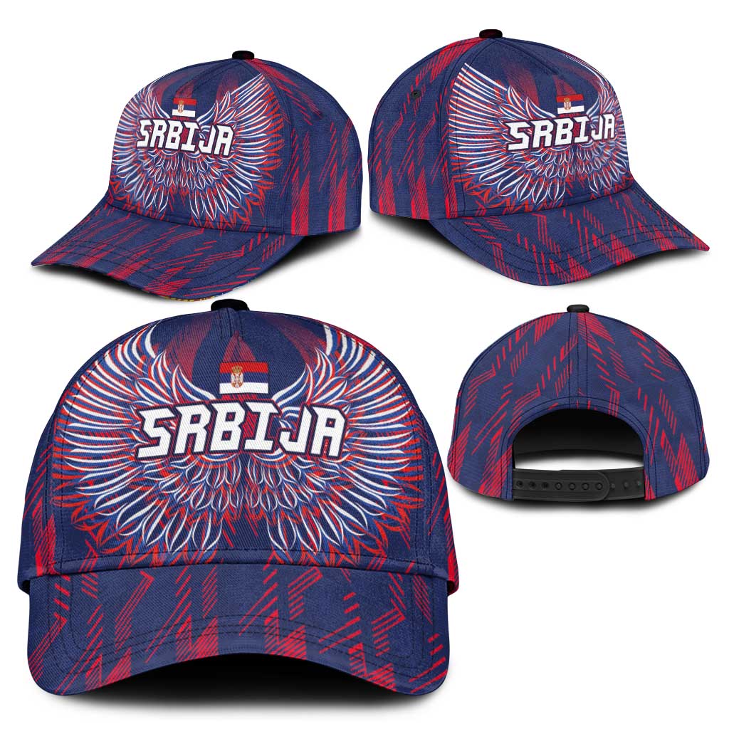 Serbia Sport Fan Jersey Classic Cap Eagle Wings with Sporty Stripes Style LT03