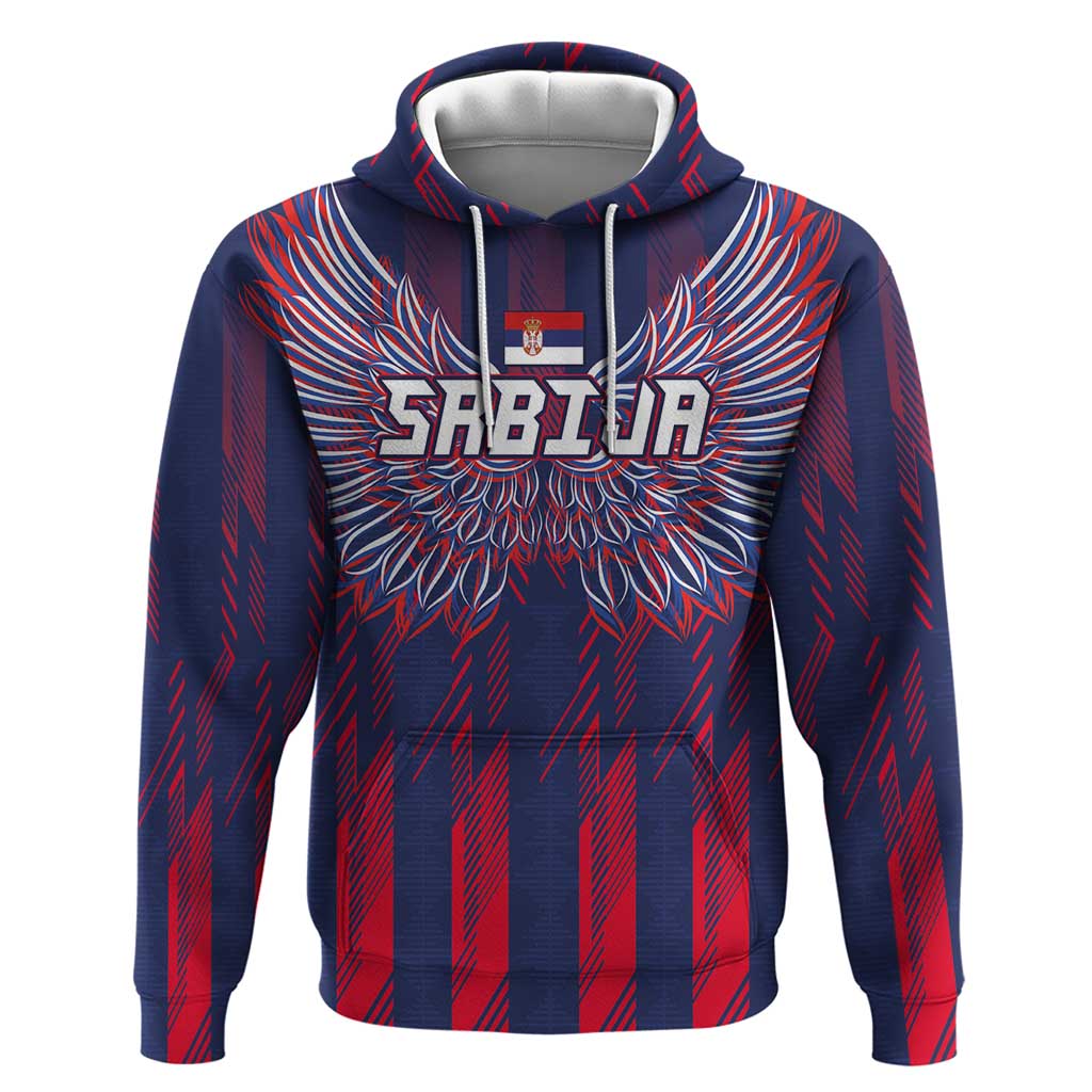 Custom Serbia Sport Fan Jersey Hoodie Eagle Wings with Sporty Stripes Style LT03