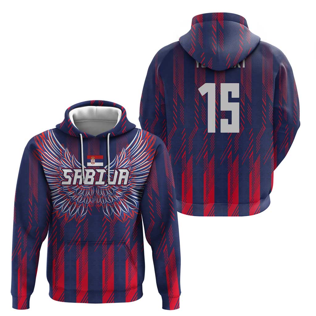 Custom Serbia Sport Fan Jersey Hoodie Eagle Wings with Sporty Stripes Style LT03