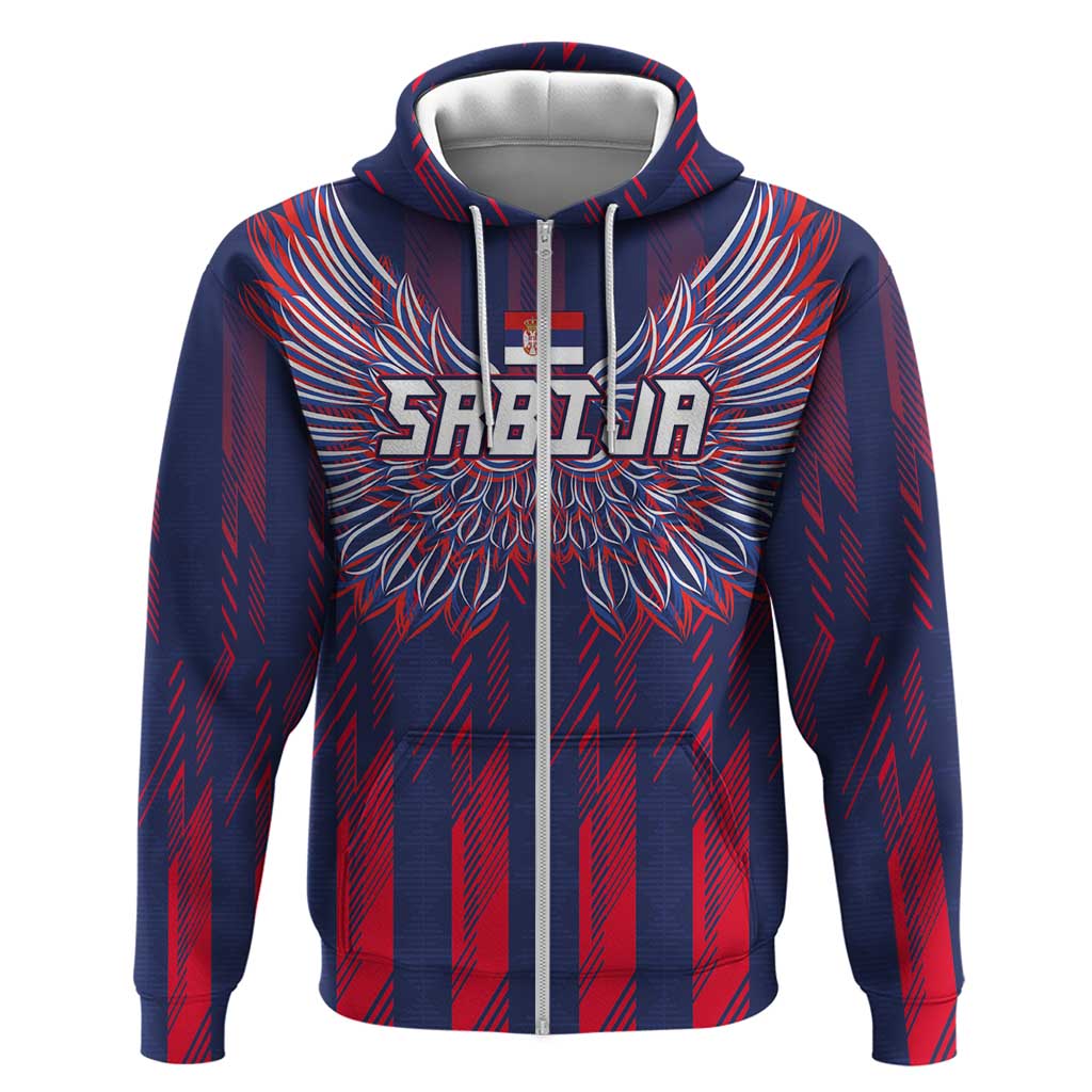 Custom Serbia Sport Fan Jersey Hoodie Eagle Wings with Sporty Stripes Style LT03