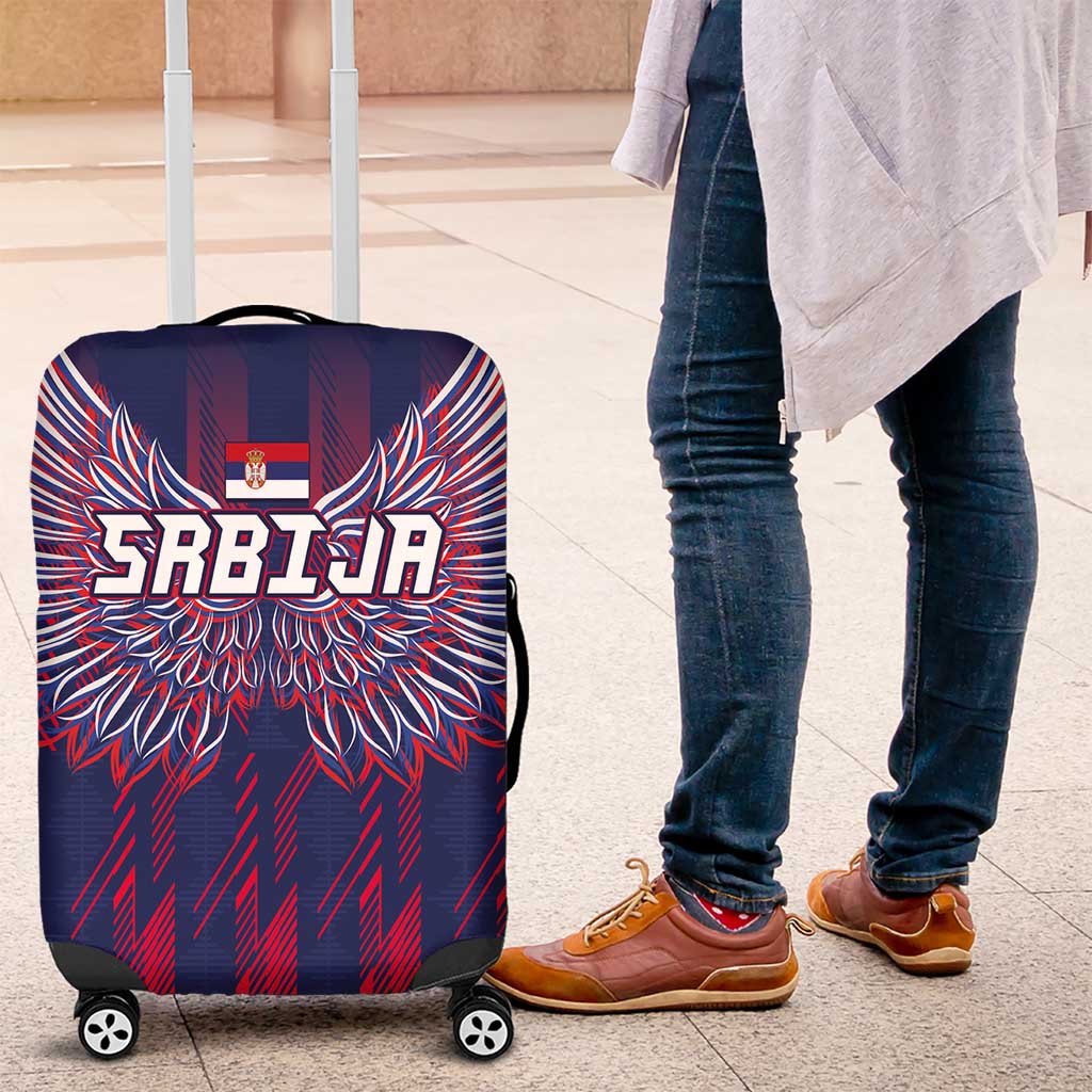 Serbia Sport Fan Jersey Luggage Cover Eagle Wings with Sporty Stripes Style LT03