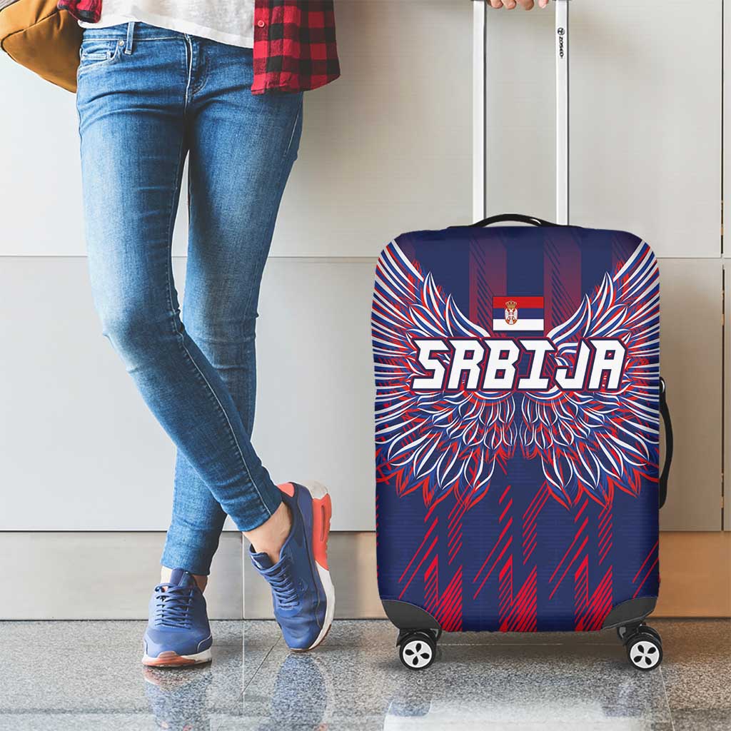 Serbia Sport Fan Jersey Luggage Cover Eagle Wings with Sporty Stripes Style LT03