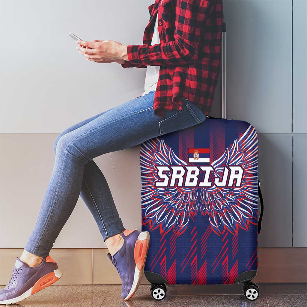 Serbia Sport Fan Jersey Luggage Cover Eagle Wings with Sporty Stripes Style LT03