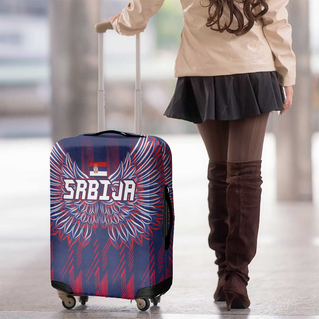 Serbia Sport Fan Jersey Luggage Cover Eagle Wings with Sporty Stripes Style LT03