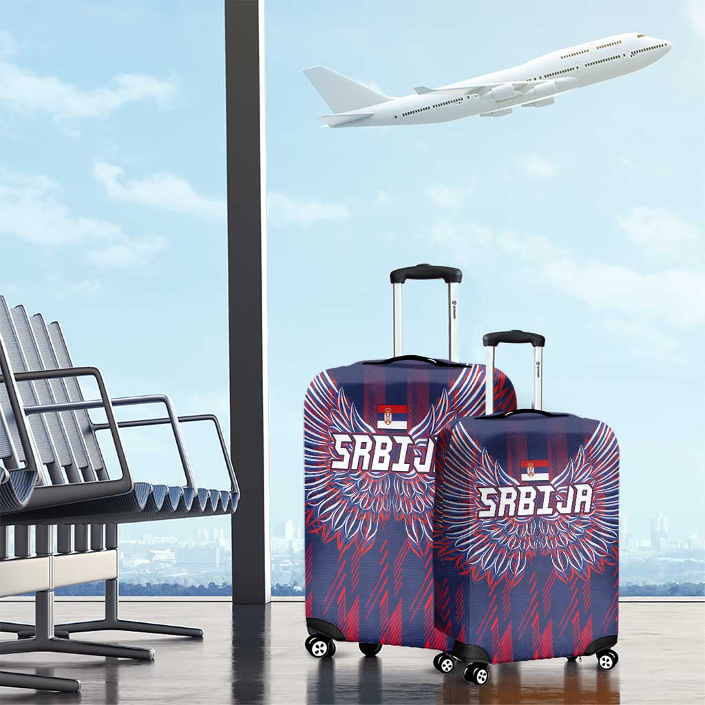 Serbia Sport Fan Jersey Luggage Cover Eagle Wings with Sporty Stripes Style LT03