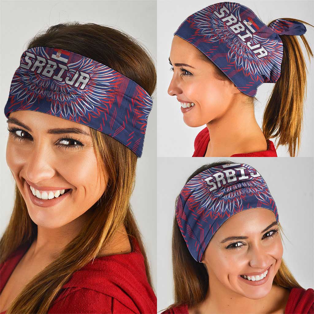 Serbia Sport Fan Jersey Neck Gaiter Eagle Wings with Sporty Stripes Style LT03